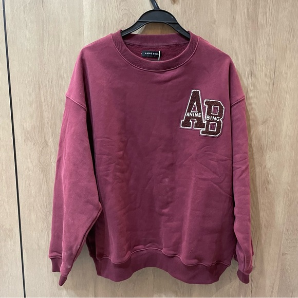 Anine Bing Tops - Anine Bing Maroon Logo Sweatshirt